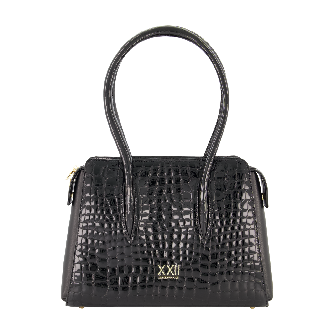 Patent top leather satchel