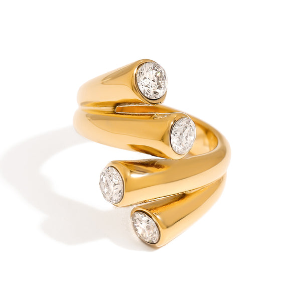 Gold Arc Cluster Ring