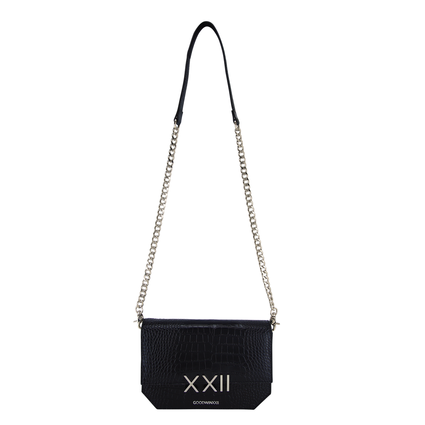 women's designer black handbag  with sliver chain