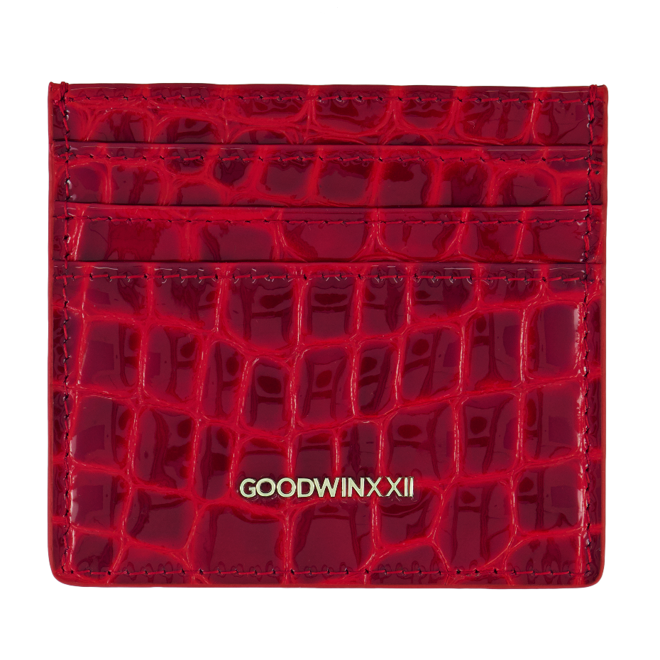 women's designer red patent leather credit card holder