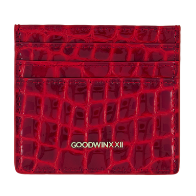 women's designer red patent leather credit card holder