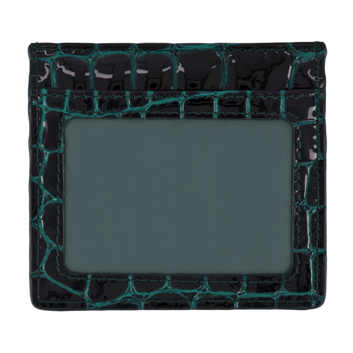 ★omnipotent★ Cl de card wallet Deep green Dark Green Shiny Croc Card Holder | WHISTLES | Whistles US |