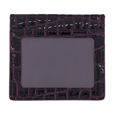 women's designer purple patent leather credit card holder
